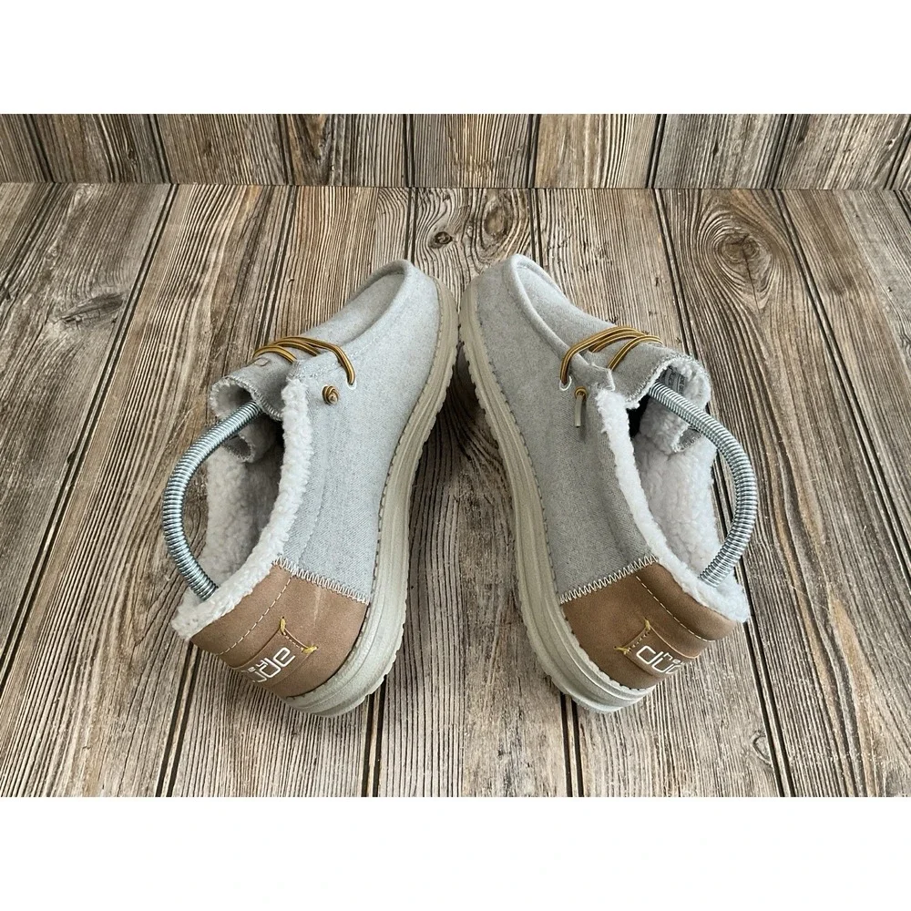 Hey Dude Wally Herringbone Grey Shoes Men's Slip on Loafers Size 8